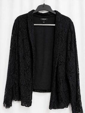 Torrid Black Lace Open Front Cardigan Topper Size 1X